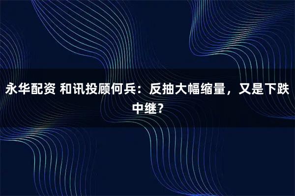 永华配资 和讯投顾何兵：反抽大幅缩量，又是下跌中继？