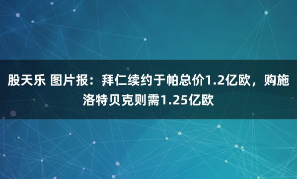 股天乐 图片报:拜仁续约于帕总价1.2亿欧,购施洛特贝克则需1.25亿欧