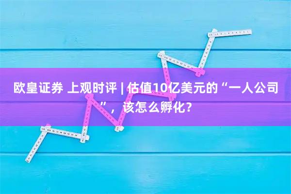 欧皇证券 上观时评 | 估值10亿美元的“一人公司”，该怎么孵化？